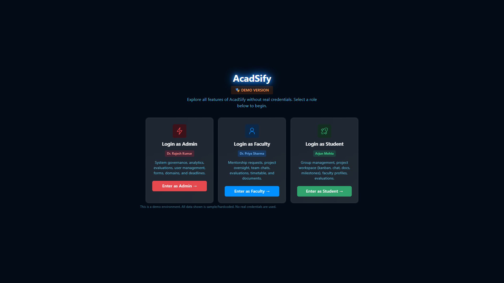 Acadsify — project lifecycle management system for universities built by Pixoru