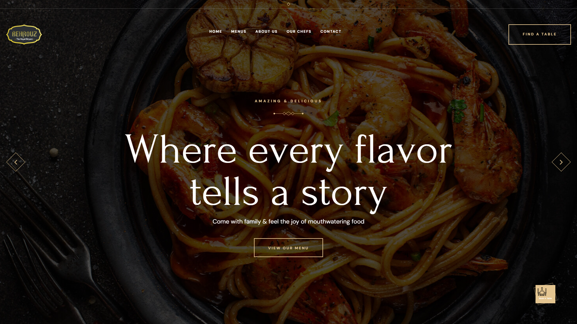 Behrouz Royal — luxury restaurant website designed by Pixoru