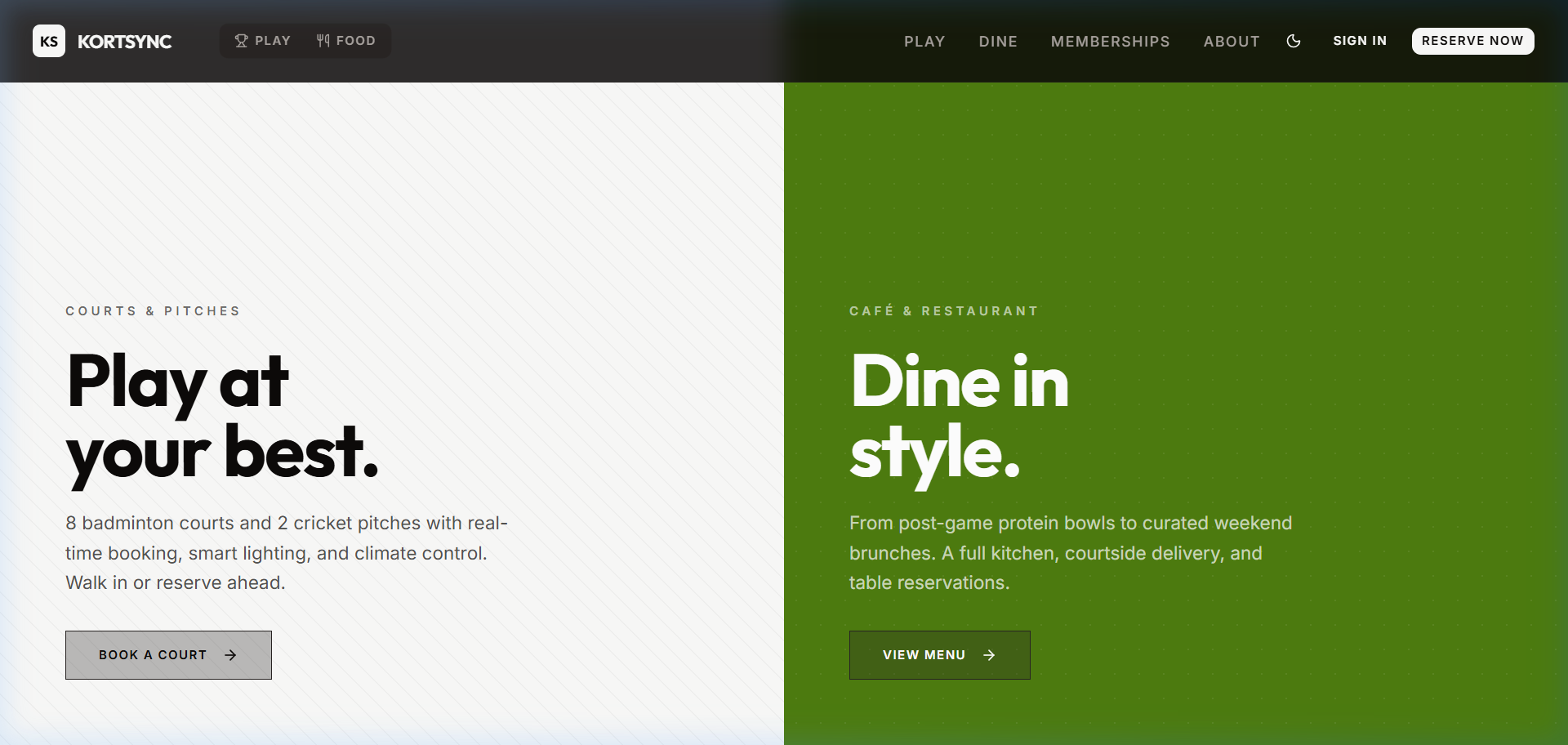 KortSync — sports facility booking platform built by Pixoru Studio